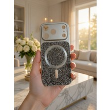 KumOziShop iPhone 17 Pro Uyumlu Magsafe Özellikli Kamera Korumalı Elmas Taşlı Premium Kılıf