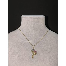 Vulwox Altın Love Işıltılı Taşlı Kolye