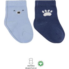 Aylina Mey Ithalat®   2'li Bear Penye Soket Çorap 10116 Mavi
