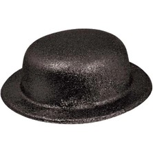 Aylina Mey Ithalat® Siyah Renk Yuvarlak Simli Plastik Parti Şapkası