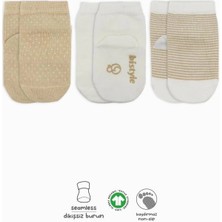 Aylina Mey Ithalat®  Puanlı Kaymaz Penye Soket Çorap 3'lü BS10108 Bej