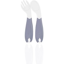 Aylina Mey Ithalat®  açılı Mama Kaşık Çatal Takımı 703 Gri