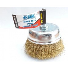 Aylina Mey Ithalat® Hawk HA10149 Pimli Sarı Tel Çanak Fırça 75 mm