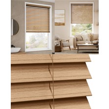 YS Perde Tasarım Wooden Blinds %100 Doğal Ahşap Jaluzi Perde , 50MM Alüminyum Kasalı Yüksek Kaliteli - Açık Meşe (M.i) MSJ/MİJ2212
