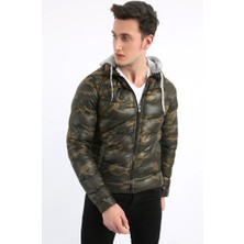 Kamuflaj Desenli Spor Erkek Günlük Şişme Mont