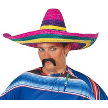 Aylina Mey Ithalat®  Sombrero Meksika Şapkası Renkli Örme Hasır Yetişkin Boy