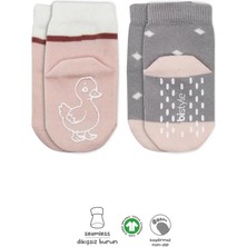 Aylina Mey Ithalat®   2'li Hayvan Figür Kaymaz Kız Soket Çorap 10120 Gri