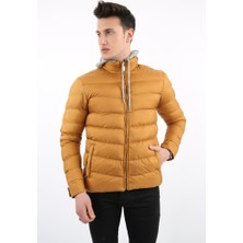 Çıkmalı Kapşonlu Yan Cepli Erkek Günlük Şişme Mont