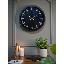 Aylina Mey Ithalat® Black Baseline 40 cm Metal Duvar Saati