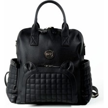 Aylina Mey Ithalat®   Kitty Deri Anne Bebek Bakım Sırt Çantası 7271 Siyah