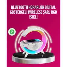 Aylina Mey Ithalat® Kablosuz Şarjlı LED Masa Lambası Çalar Saat ve Beyaz Gürültü Özellikli