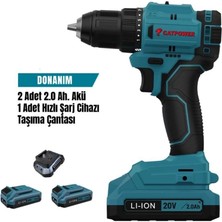 Aylina Mey Ithalat® Cat Power 4213 Akülü Vidalama 2,0 Ah Çift Akülü