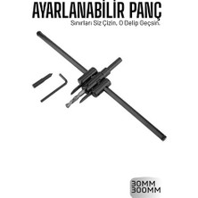 Aylina Mey Ithalat® Profesyonel Ayarlı Daire Kesici Panç Seti (30-300MM) - Tungsten Çelik Uçlu Hassas Delme Seti