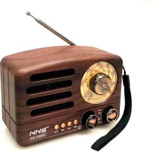 Aylina Mey Ithalat®  Küçük Boy Retro, Nostaljik, Ahşap Tasarım Bluetooth Hoparlörlü, Şarjlı, Taşınabilir Büyük Döndürülebilen Düğmeli Fm/am Destekli Radyo NS3380