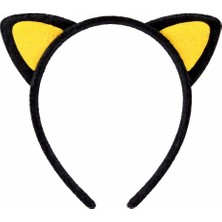 Aylina Mey Ithalat® Peluş Kedi Kulak Taç Sarı Siyah – Çocuk Parti Kamp; Kostüm Tacı