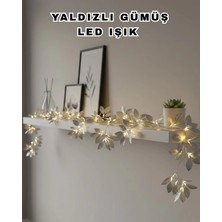 Aylina Mey Ithalat® Yaldızlı Gümüş Yaprak LED Işık Pilli Dekoratif Ortam ve Yılbaşı Aydınlatması