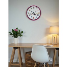 Aylina Mey Ithalat® 36 cm Pembe Çocuk Odası Duvar Saati