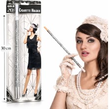 Aylina Mey Ithalat® 30 cm Gümüş Payetli Sigara Tutacağı – 1920’LER Gatsby Parti Aksesuarı