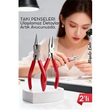Aylina Mey Ithalat® Profesyonel 2'li Takı Pense Seti 12 cm Takı Yapımı Için Mini Pense Seti