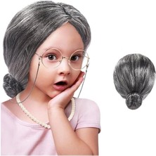Aylina Mey Ithalat® Gri Renk Yaşlı Peruğu Takma Saç Büyükanne Peruğu Yetişkin Çocuk Uyumlu