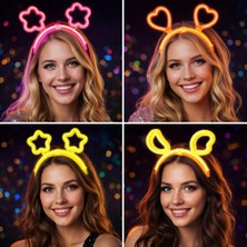 Aylina Mey Ithalat® Karanlıkta Parlayan Glow Taç Seti 12 Adet – Yıldız Kalp Ay Çiçek (Her Model 3 Adet)