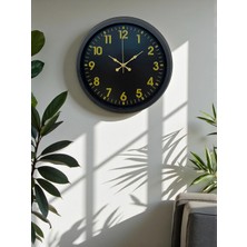 Aylina Mey Ithalat® Siyah Standart 40 cm Metal Dekoratif Duvar Saati