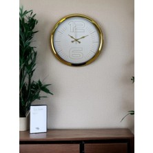 Aylina Mey Ithalat® Elegant White Gold 40 cm Metal Duvar Saati