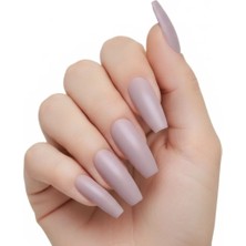 Eda Luxury Beauty 24'lü Nude Bej Mat Takma Tırnak Seti Lüks Extra Uzun Küt Kare Balerin Yapıştırıcılı False Nails Set