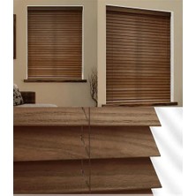 YS Perde Tasarım Wooden Blinds %100 Doğal Ahşap Jaluzi Perde , 50MM Alüminyum Kasalı Yüksek Kaliteli - Ceviz (M.i) CVZ/MİJ0508