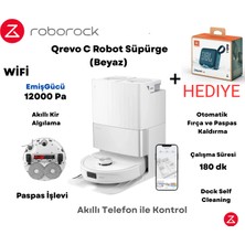 Roborock Qrevo C Akıllı Robot Süpürge Beyaz + Jbl Bluetooth Hoparlör Hediye