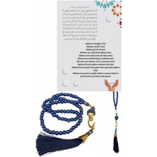 Epilons Namaz Tesbihi Vavlı 99'lu Cam Incili Ismi Azam Dua Kartı Ile Lacivert Renk Hediyelik