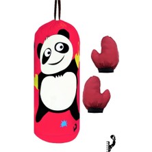 Epilons Çocuk Boks Kum Torbası Eldiven Dahil 2-6 Yaş Panda Pembe