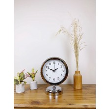 Epilons Krom Metal Dekoratif Masa Saati 25×20 cm