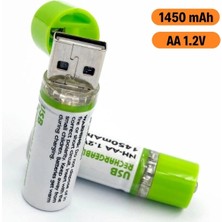 Epilons Z&k Market® USB Şarjlı 1450MAH Aa 1.2V Lityum Kalem Pil – 2’li Set, Tekrar Şarj Edilebilir Uzun Ömü