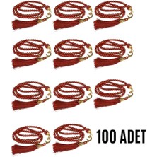 Epilons Namaz Tesbihi Vavlı 99'lu Cam Incili Esma'ul Hüsna Dua Kartı Ile Bordo Renk Hediyelik 100 Adet