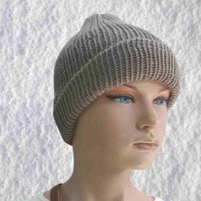 Epilons El Örgüsü Doğal Yün ve Akrilik Karışımlı Sıcacık Kış Beresi Füme Renk