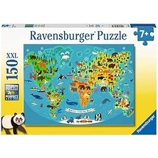 Starseven Ravensburger 132874 150 Parçalı Puzzle Hayvanlı Harita, Renkli