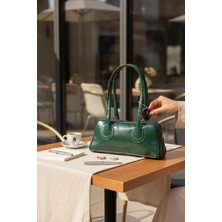 Rafiel Vintage Stil Yeşil Silindir Omuz Çantası - Modern Klasik El Çantası