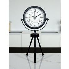 Epilons Pure Black Roma Rakamlı Üç Ayaklı Metal Masa Saati