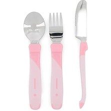 Starseven Twistshake Paslanmaz Çelik 3'lü Bebek Çocuk Çatal Kaşık Seti Pembe 12+ Ay