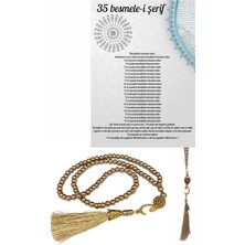 Epilons Namaz Tesbihi Vavlı 99'lu Cam Incili 35 Besmele-I Şerif Dua Kartı Ile Süt Kahve Renk Hediyelik