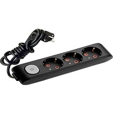 Starseven Multi-Let 3lü Anahtar-Topraklı Ç.k 5mt Siyah Priz