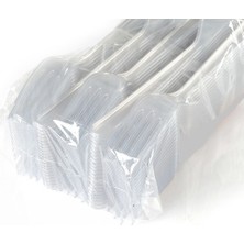Pack Lüks Sağlam Plastik Çatal 100 Adet Şeffaf Renkli 4x9x9 cm Ebatlarıyla Kullanıma Uygun