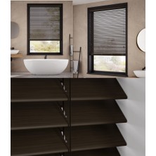 YS Perde Tasarım Wooden Blinds %100 Doğal Ahşap Jaluzi Perde , 50MM Alüminyum Kasalı Yüksek Kaliteli - Koyu Kahve (M.i) KVX/Mİ0236