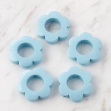 Epilons Loren 5 Li Mavi Papatya Ahşap Boncuk