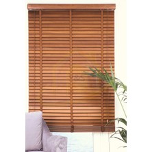 YS Perde Tasarım Wooden Blinds %100 Doğal Ahşap Jaluzi Perde , 50MM Alüminyum Kasalı Yüksek Kaliteli - Tarçın Kurdelalı TRCN/W154