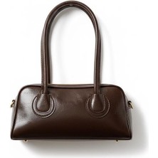 Rafiel Koyu Kahverengi Deri Görünümlü Omuz Çantası - Baget Model El Çantası