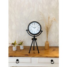 Epilons Siyah Metal Mini Tripod Modern Masa Saati 45×26 cm