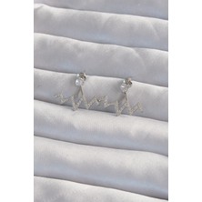 EkoAlışverişDünyam Pirinç Gümüş Renk Zirkon Taşlı Zikzak Küpe - TJ-BKP9302