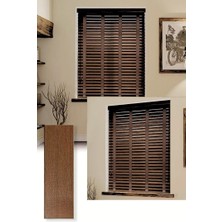 YS Perde Tasarım Wooden Blinds Premium Doğal Ahşap Jaluzi Perde , 50MM Alüminyum Kasalı Yüksek Kaliteli - Ceviz Kurdelalı WOOD/508PWB